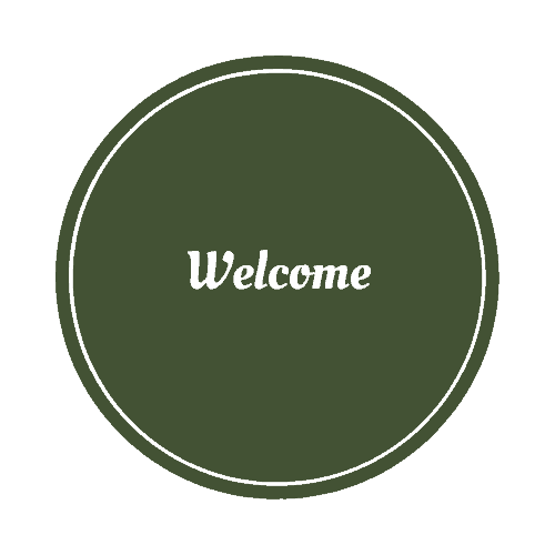 green circle with welcome title